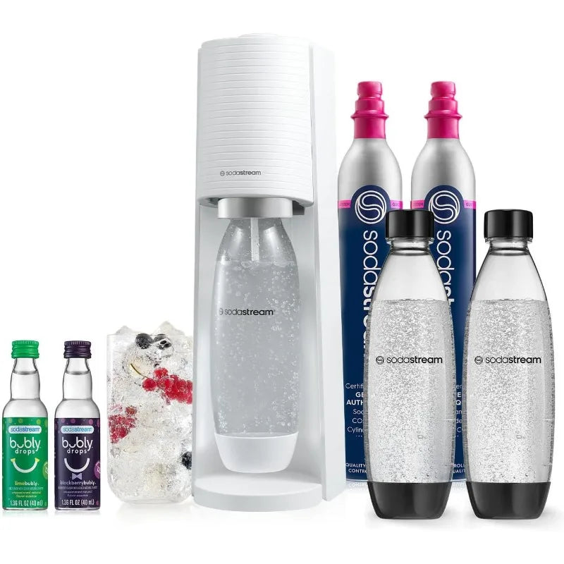 SodaStream Terra Sparkling Water Maker Bundle (White), with CO2, DWS Bottles, and Bubly Drops Flavors