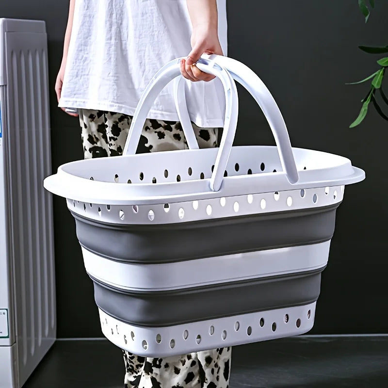 1 30L foldable laundry basket, 21.65in, oversized with handle, foldable pop-up storage container for sorting clothes