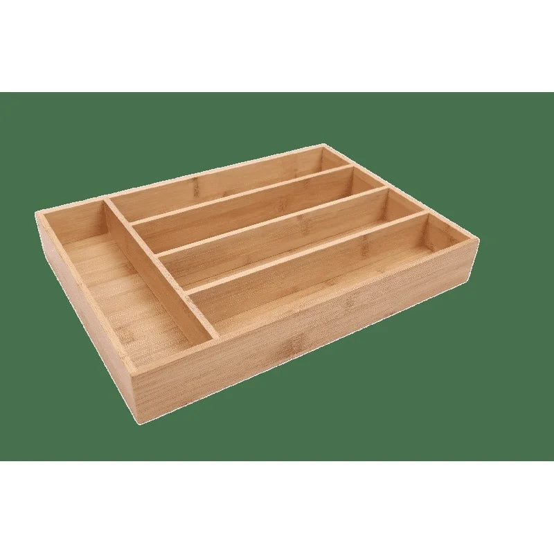 Bamboo Silverware Organizer Drawer Divider 5 Compartments