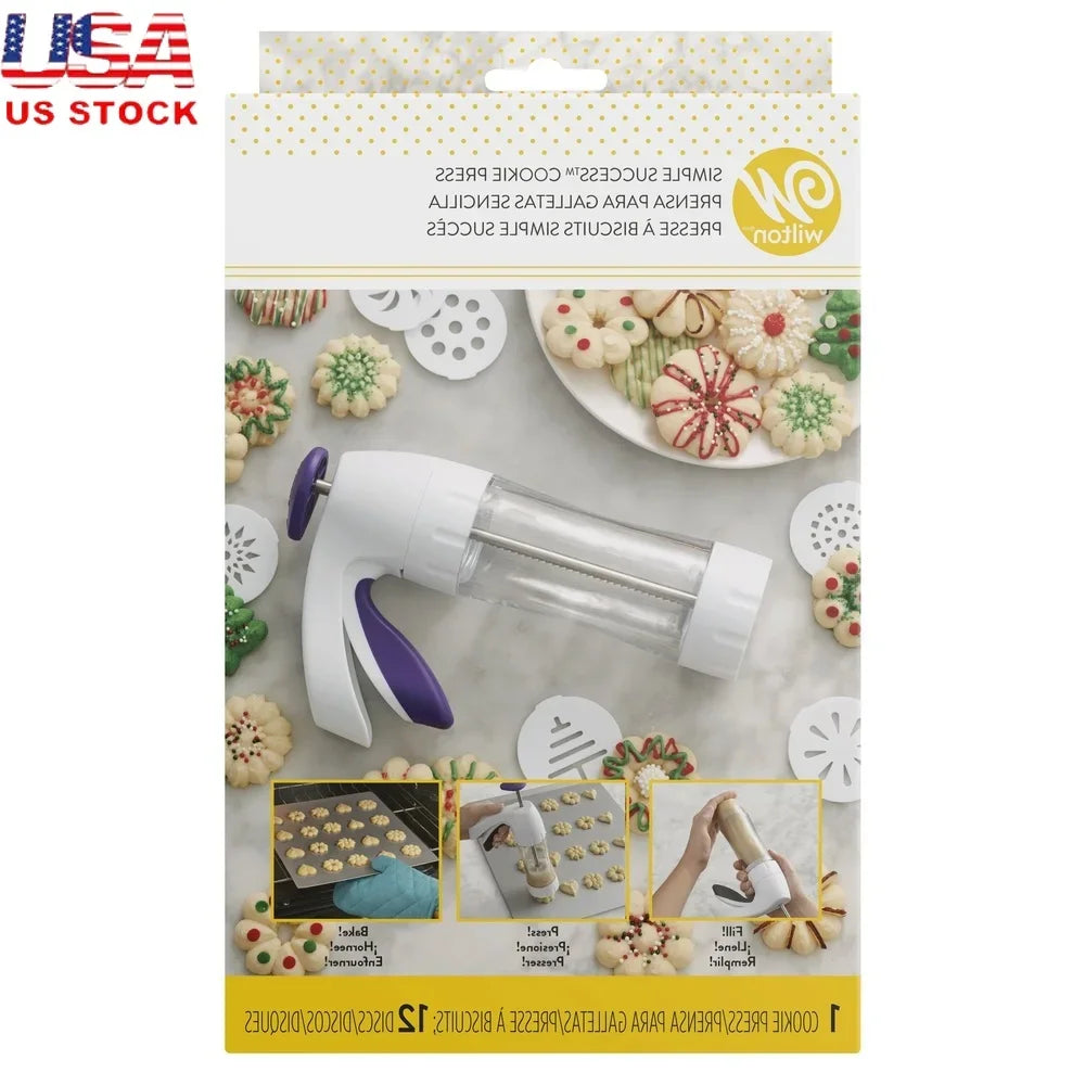 13-Piece Set Ergonomic Cookie Press - Soft-Touch Trigger