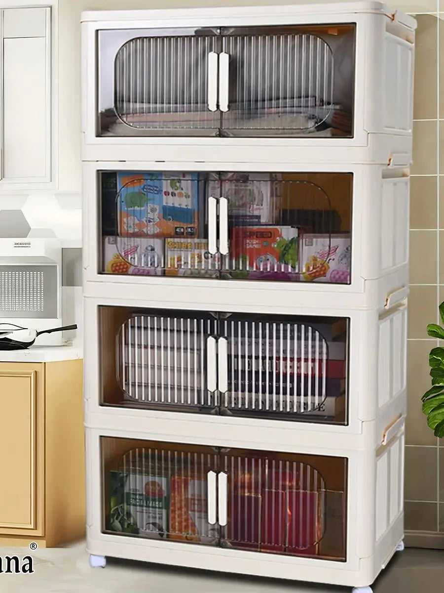 Plastic  Stackable Storage Cabinet, Organizer Bins With Lids