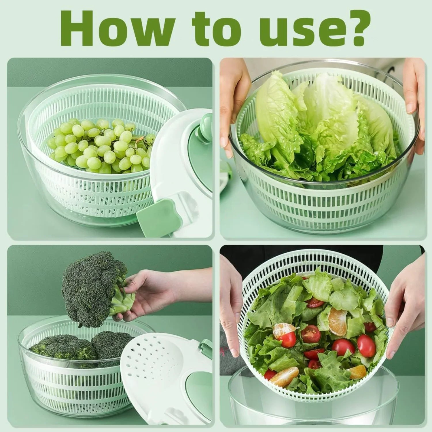 Manual  Salad Spinner, Fruit Vegetable Washer Dryer