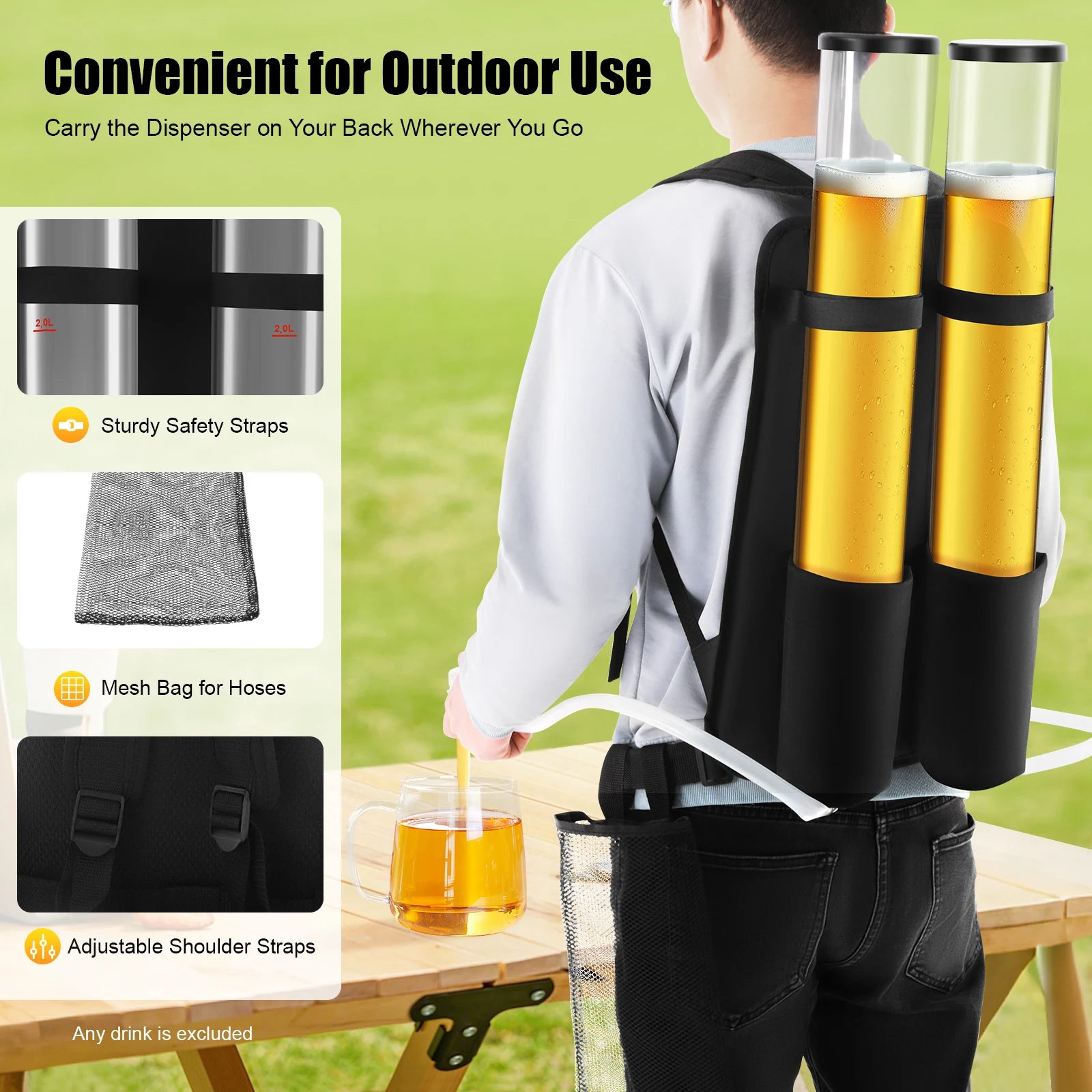 Acrylic 6L Backpack Dispenser w/Shot Pump Gun