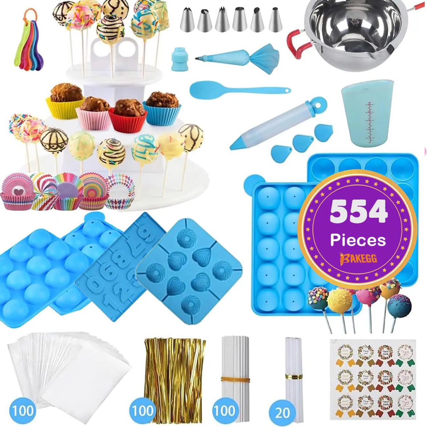 554 Piece Cake Pop Maker Kit - Chocolate Melting Pot