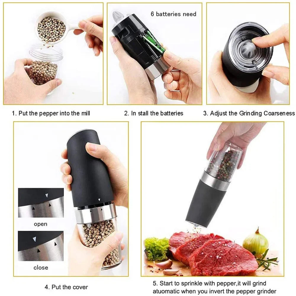 Electric Salt Pepper Grinder with LED Light