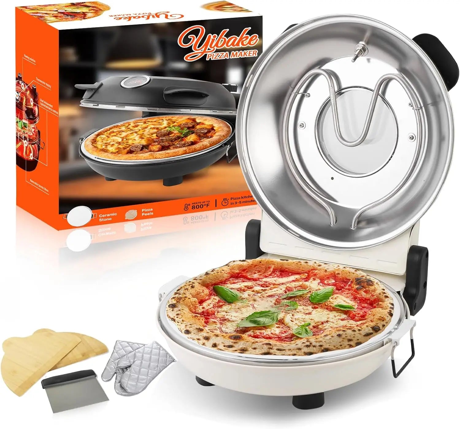 12 in Portable Indoor Countertop Electric Pizza Oven