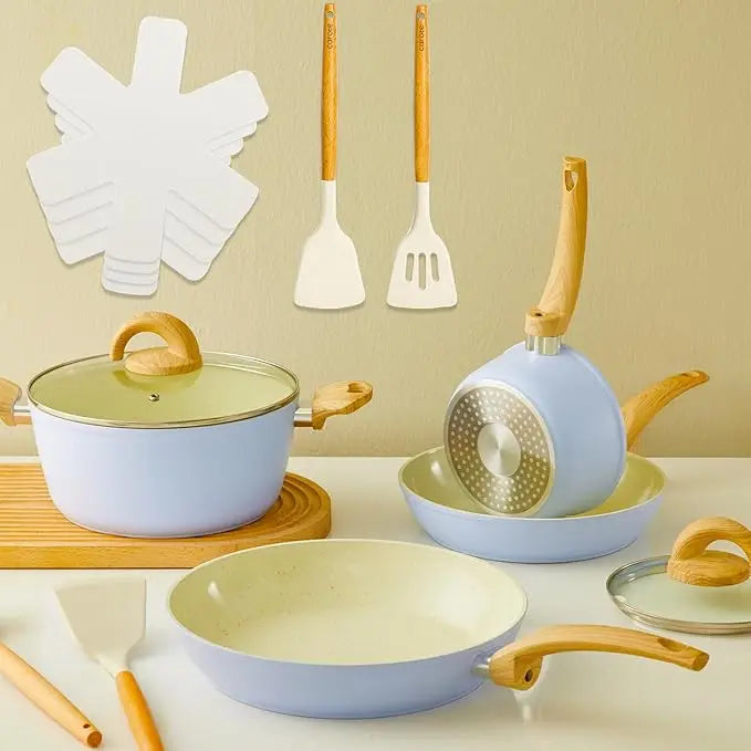 Non Stick, Ceramic Cookware Set with Granite Pattern